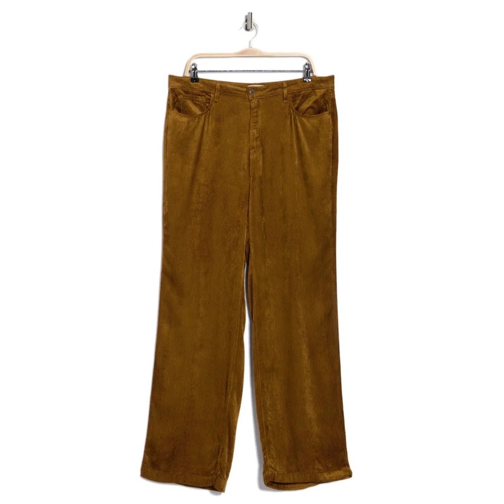 Talbots Womens Brown Corduroy Wide Leg Stretch Trousers Pants Size 10 Camel